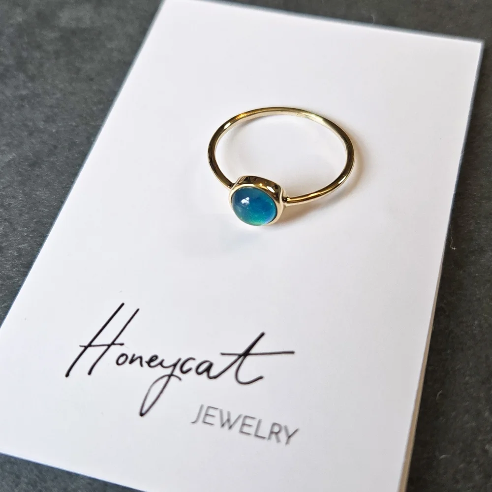 🦋LAST🦋 NWT Honeycat Jewelry 18k Gold Plated Mini Mood Ring, Size 6